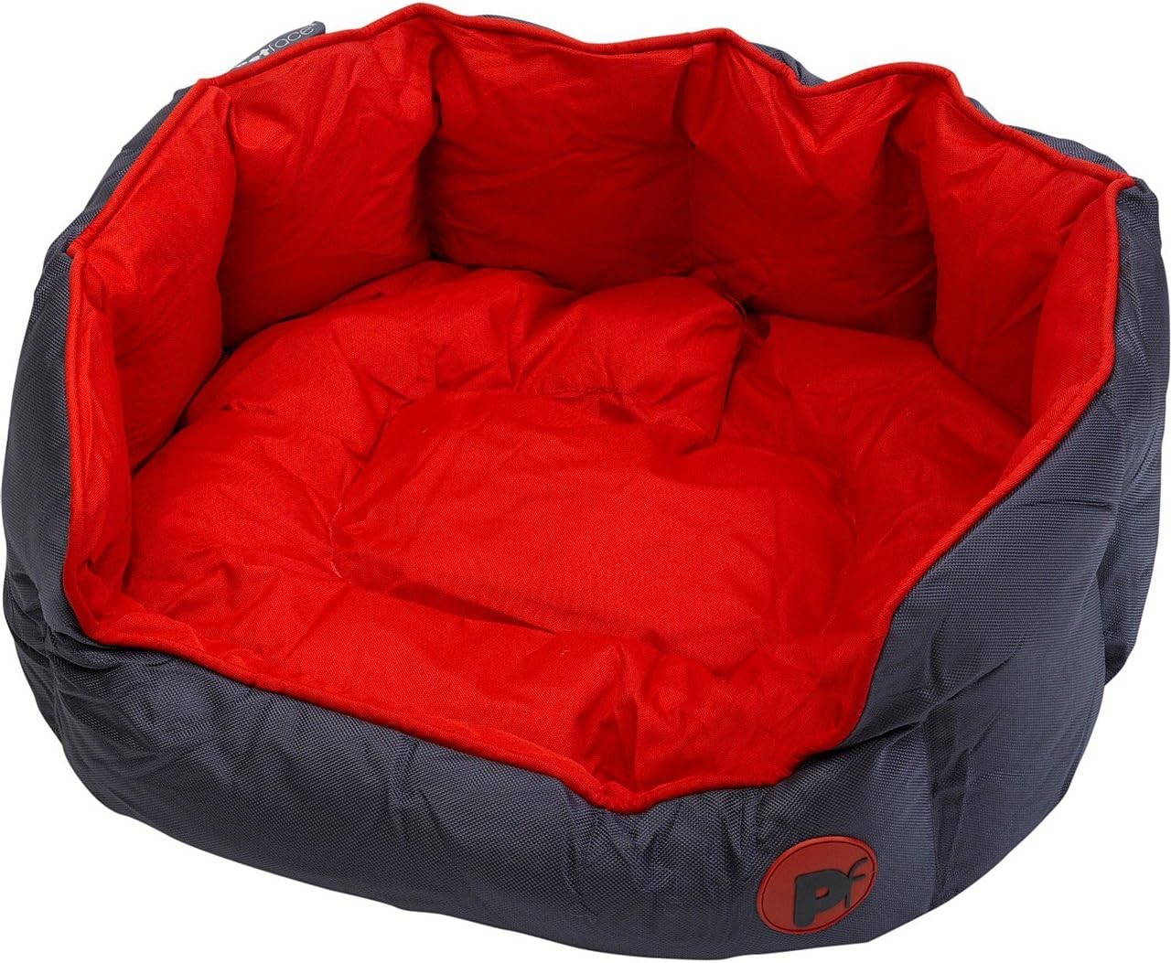 Petface Waterproof Oxford Puppy Luxury Oval Dog Bed, Red, Medium