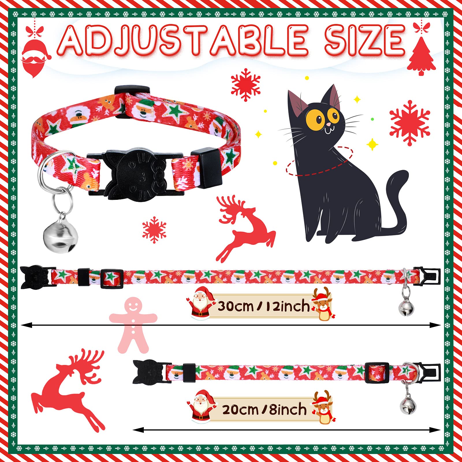 15 collares de gato para Halloween, collares de gato para otoño, Acción de Gracias, collares de gato con campana, collares ajustables para gatos de Navidad con hebilla de plástico, collar de gatito