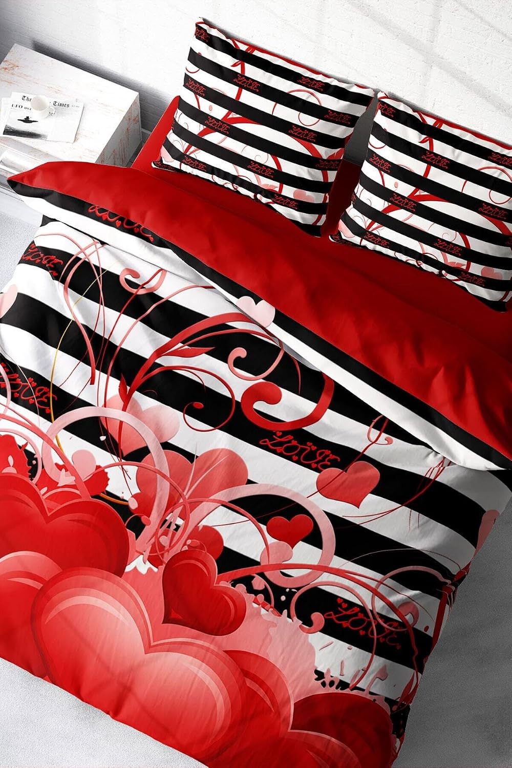 MONOHOME King Size Sevgililer Günü 3D Çift Kişilik Nevresim Takımı 220x240cm, monohome48976