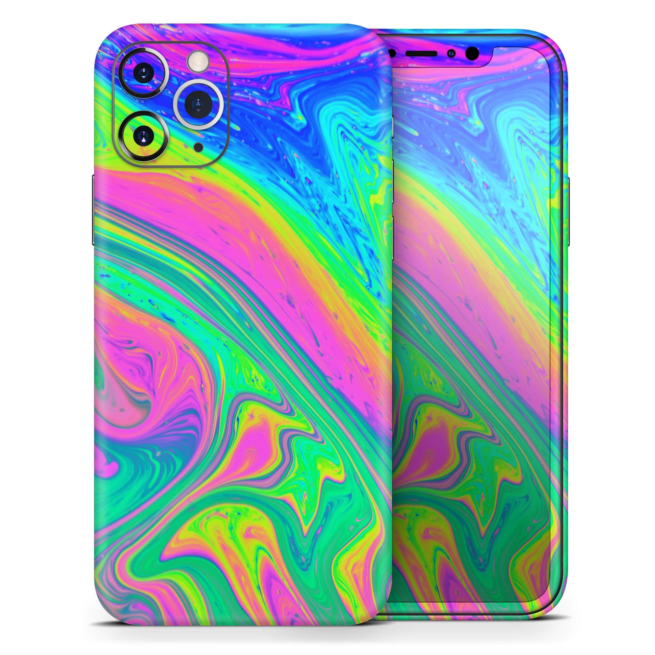 Design Skinz Neon Color Fushion V3 - DesignSkinz Protective Vinyl Decal Wrap Skin Cover Compatible with The Apple iPhone SE (2020) (Full-Body, Screen Trim & Back Glass Skin)