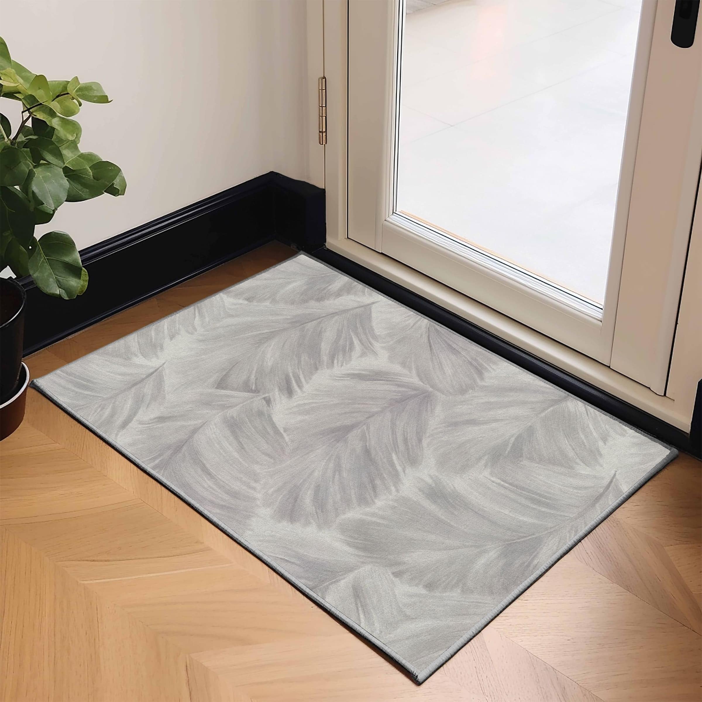 Waschbar in Waschmaschine Wohnzimmer Teppich Feder 60x180 Kurzflor Teppich Schlafzimmer, Grau Teppich Gegend Dünn Bettvorleger Saugfähig für Jugendzimmer Jungen Mädchen