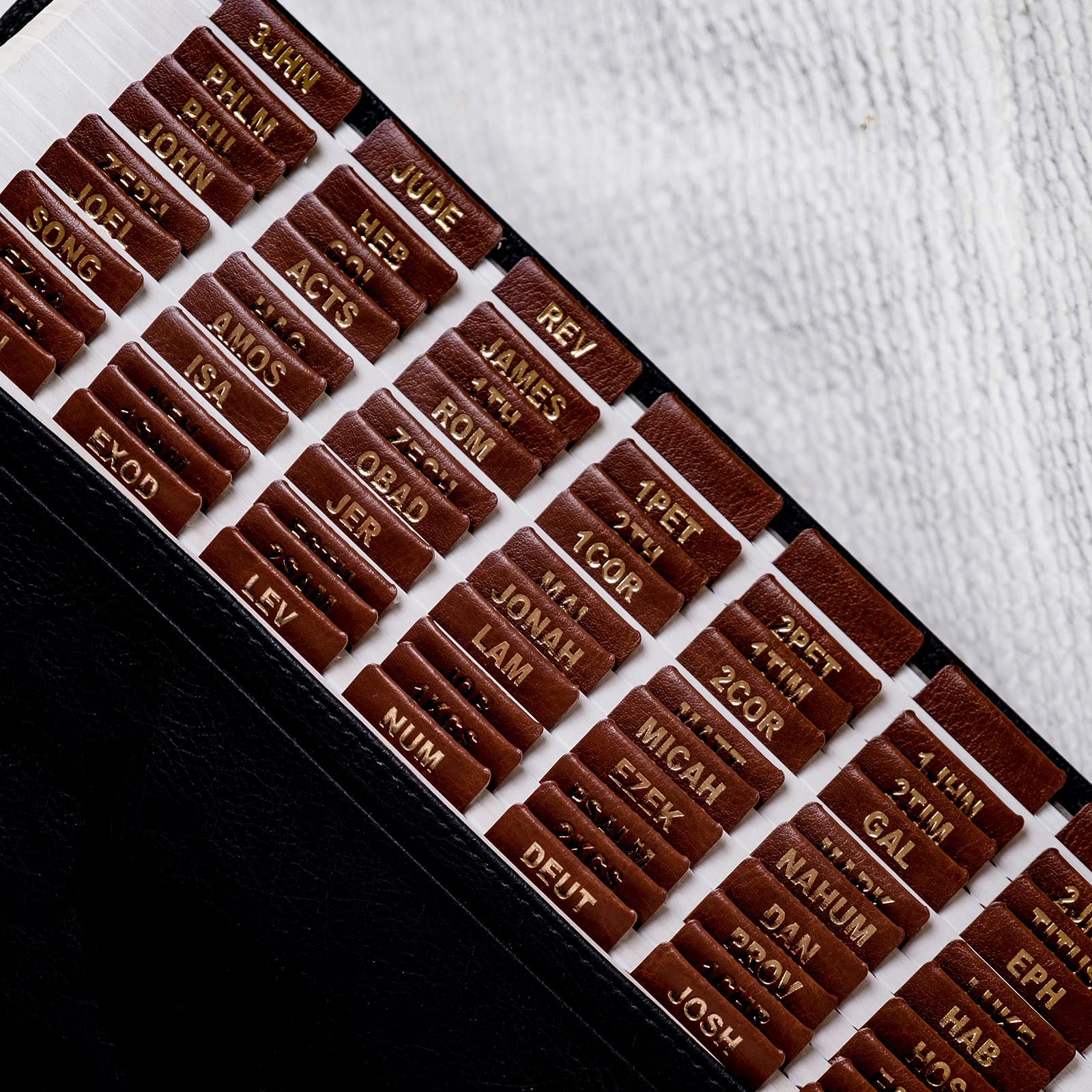 UPAFEXXI- Leather Bible tabs, Bible Tabs for Women and Men, Bible Tabs for Study Bible, 72 Bible Index Book Tabs in Total, 66 Bible Tabs for Old and New Testament, 6 Blank tabs (Brown Small)