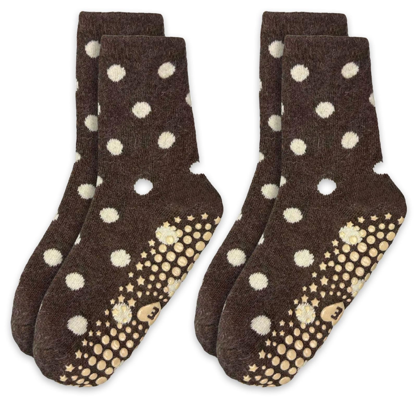 Cute Polka Dot Yoga Socks for Women – 3 Pairs Non Slip Grip Pilates Barre Socks, Cozy Crew Style, US Size 5-9