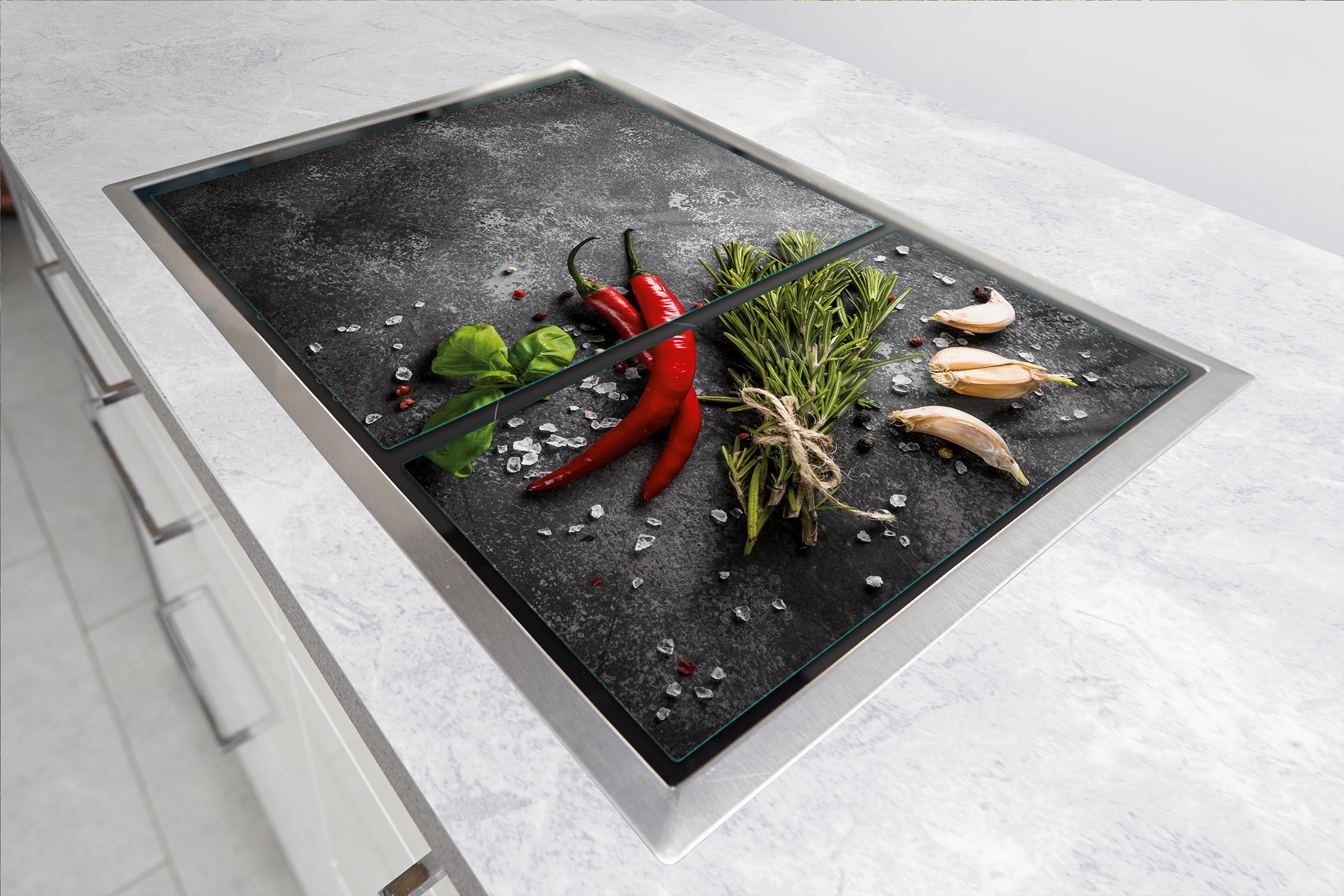 TMK ArtDeko Herdabdeckplatte 2-teilig 52x30cm - Sicherheitsglas Spritzschutz