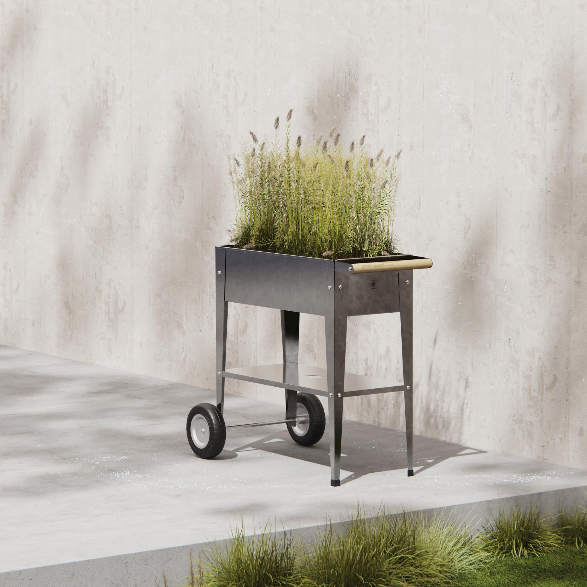 Herstera 08933801 Jardinière surélevée avec Roues en polyuréthane galvanisé 35 x 75 x 80 cm
