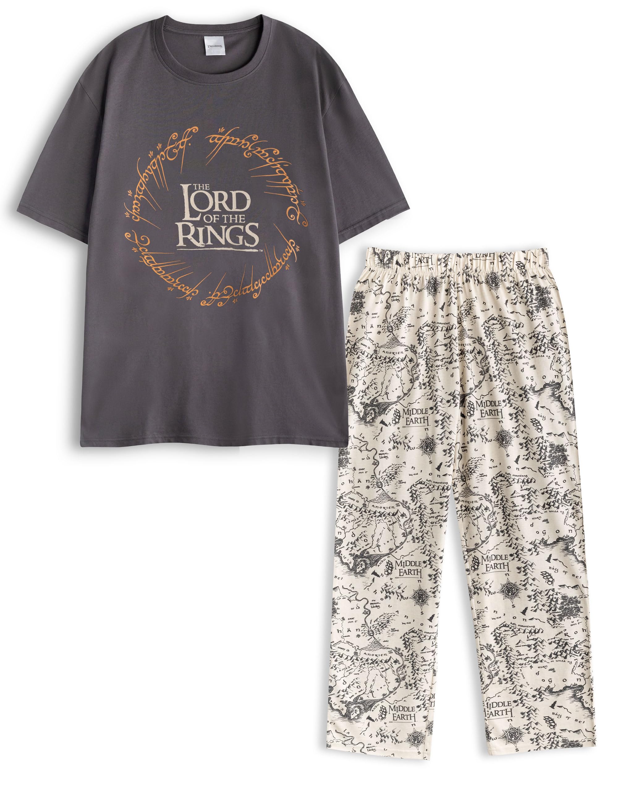 Vanilla Underground Lord Of The Rings Mens Black Logo Short Sleeve Long Leg Pyjama Set (Medium) from B&Q
