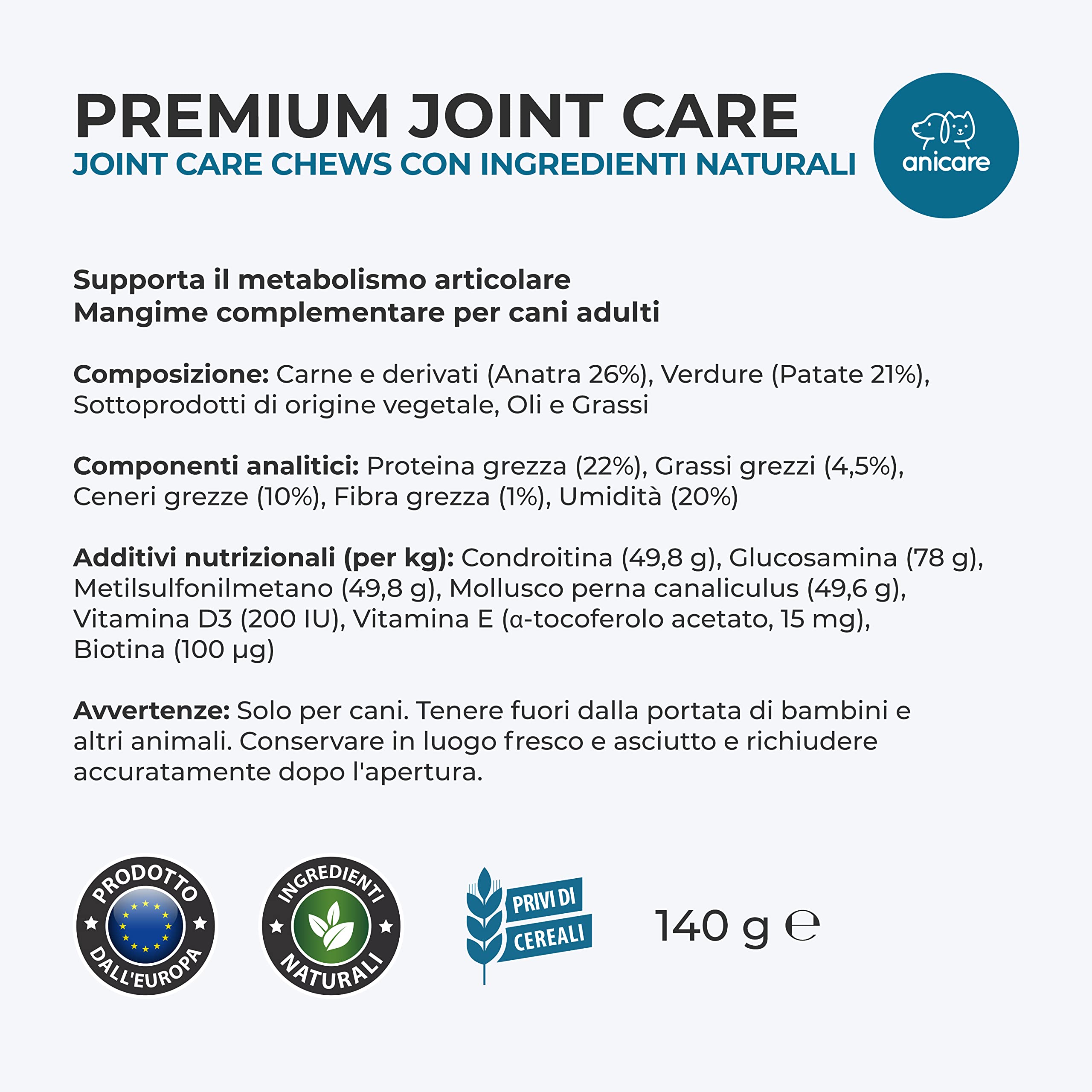 Anicare Premium Joint Care - Chews ad Alta concentrazione per Cani Che rifiutano Le compresse per Le articolazioni! con glucosamina, condroitina, MSM e cozze dalle Labbra Verdi