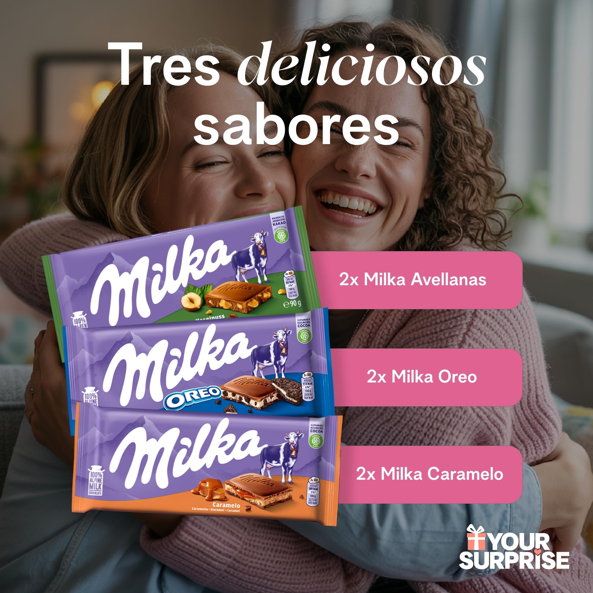 Chocolate XXL Milka Personalizado - Regalo de Cumpleaños & Aniversario para Hombre & Mujer con Nombre y Mensaje, incluye barras de chocolate Milka en varios sabores (6 Tabletas)