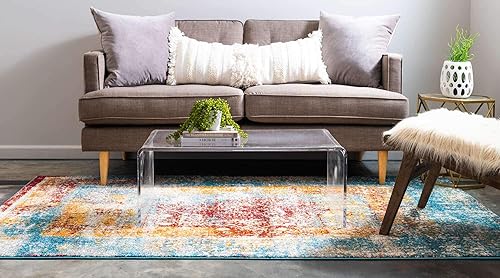 Miniatura 3 de Unique Loom - Alfombra estilo tradicional de Rosso Collection, Polipropileno, Azul (multiblue)