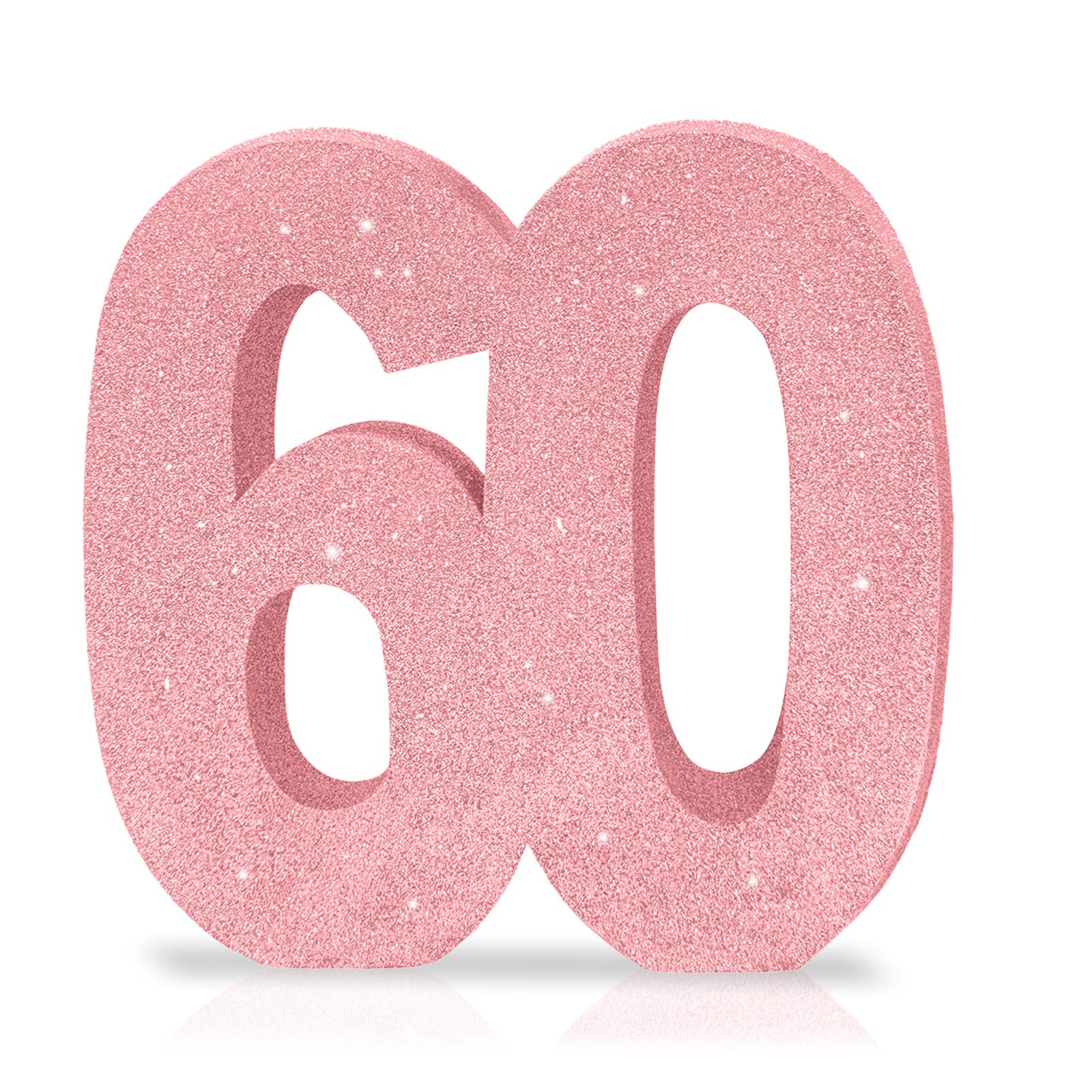 Number 60 Glitter Table Decoration Centrepiece Pink,60th Birthday Table Decorations for Women,20cm Sparkly 60 Sign Table Number Topper for Birthday Wedding Anniversary Table Decorations
