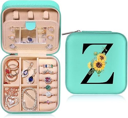 Parima Caja organizadora de joyas, joyero de viaje pequeño, estuche de viaje, joyero de girasol, mini joyero de viaje, joyero de viaje, estuche de