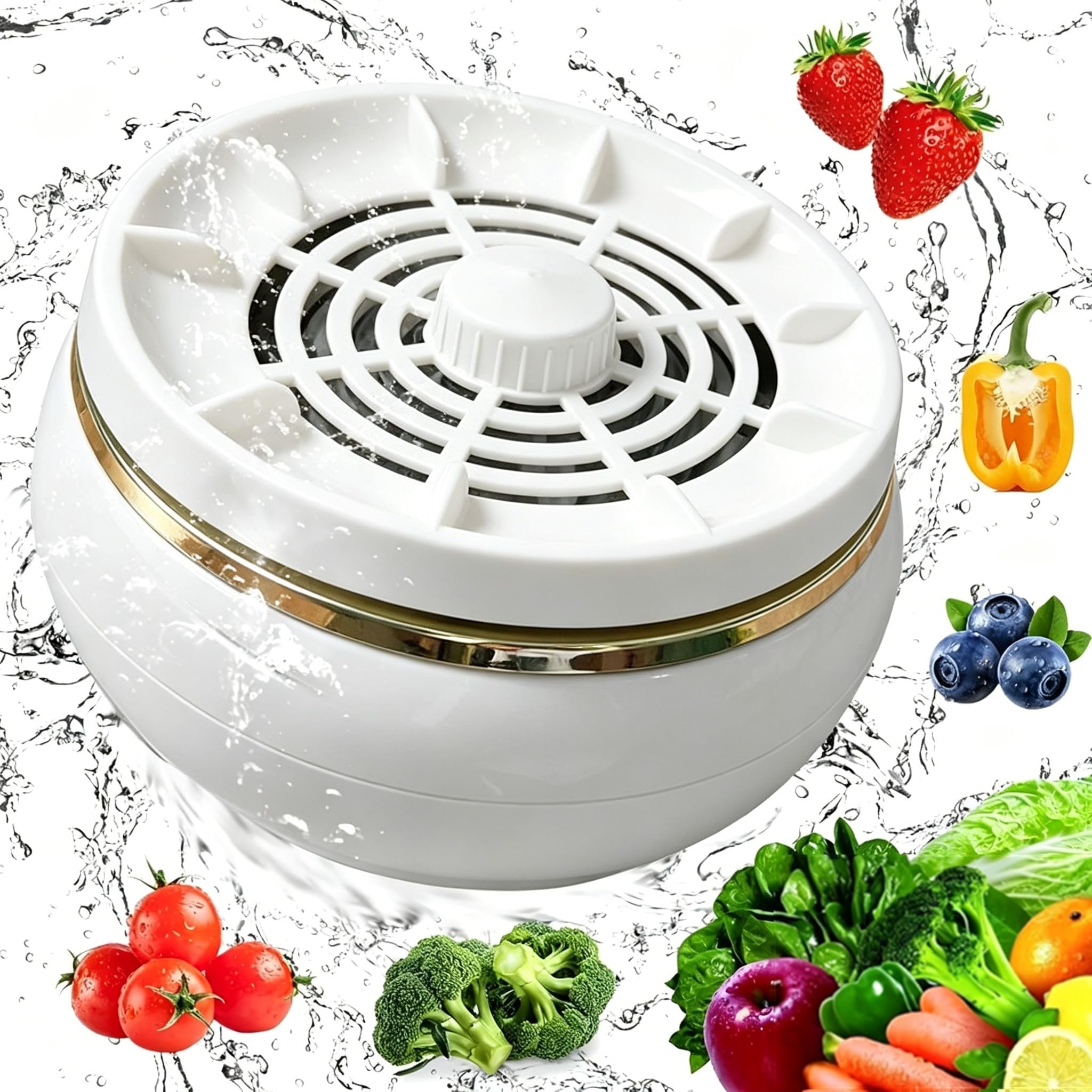 Portable Household Fruit Washer Vegetable Cleaning Gadget Fruit Washing Machine,Waterproof Portable Long-Lasting Food Purifier,Multifunctional Fruit and Vegetable Washer (White)