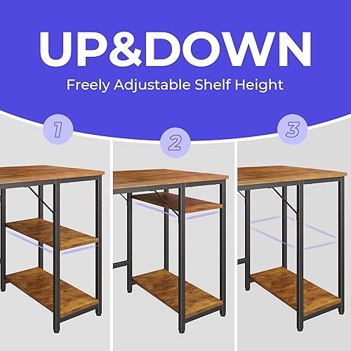 Miniatura 4 de JOISCOPE - Escritorio de computadora para la oficina en casa escritorio de estudio pequeño con estante de almacenamiento de madera mesa de Acabado
