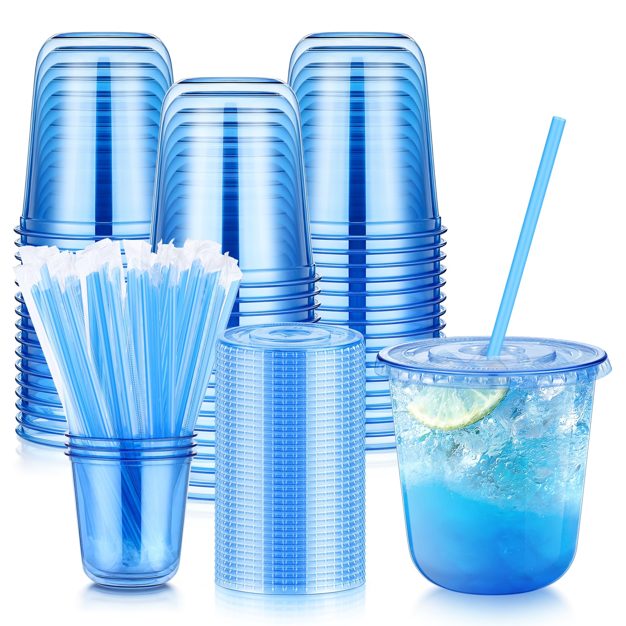 KesaPlan 50 Pack 16 oz Pink Plastic Party Cups with Lids and Straws — Amazon image 16
