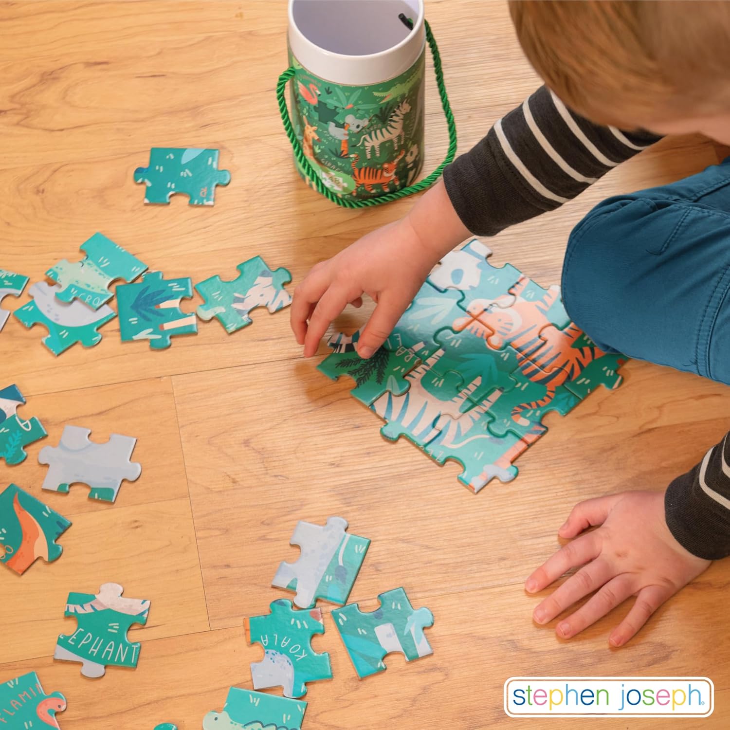 Stephen Joseph, Educational Puzzle with Canister, 48-Piece Animal Puzzle, Learning Animal Puzzle for Kids Ages 3 4 5, Sea Life