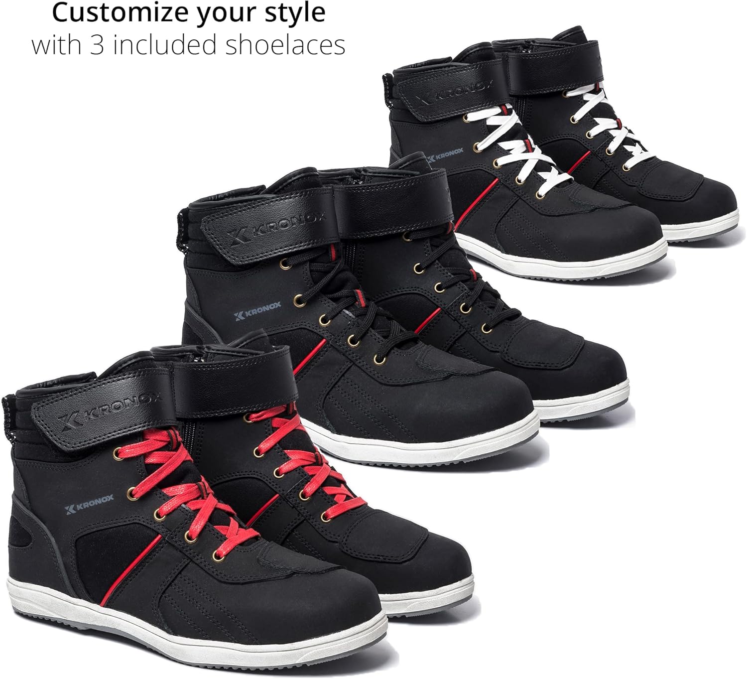 KRONOX Motorcycle Riding Shoes for Men & Women - Lightweight Reflective Protective Sneakers, Ankle Support & Stylish Moto Gear for Road & Commuting Black - Image 3