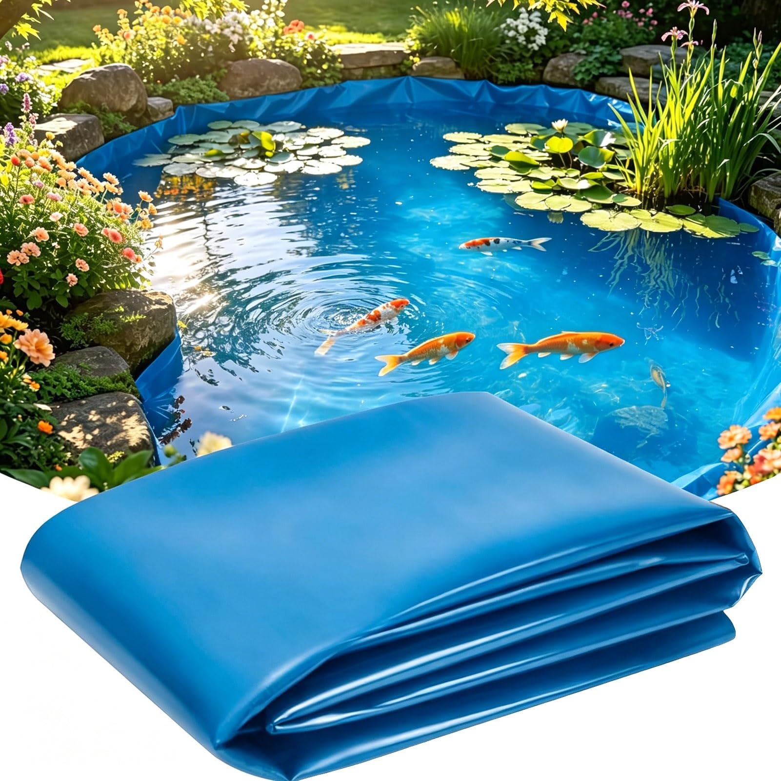 Bâche pour bassin bleu 8x10m en PEHD durable pour un revêtement étanche de jardin aquatique