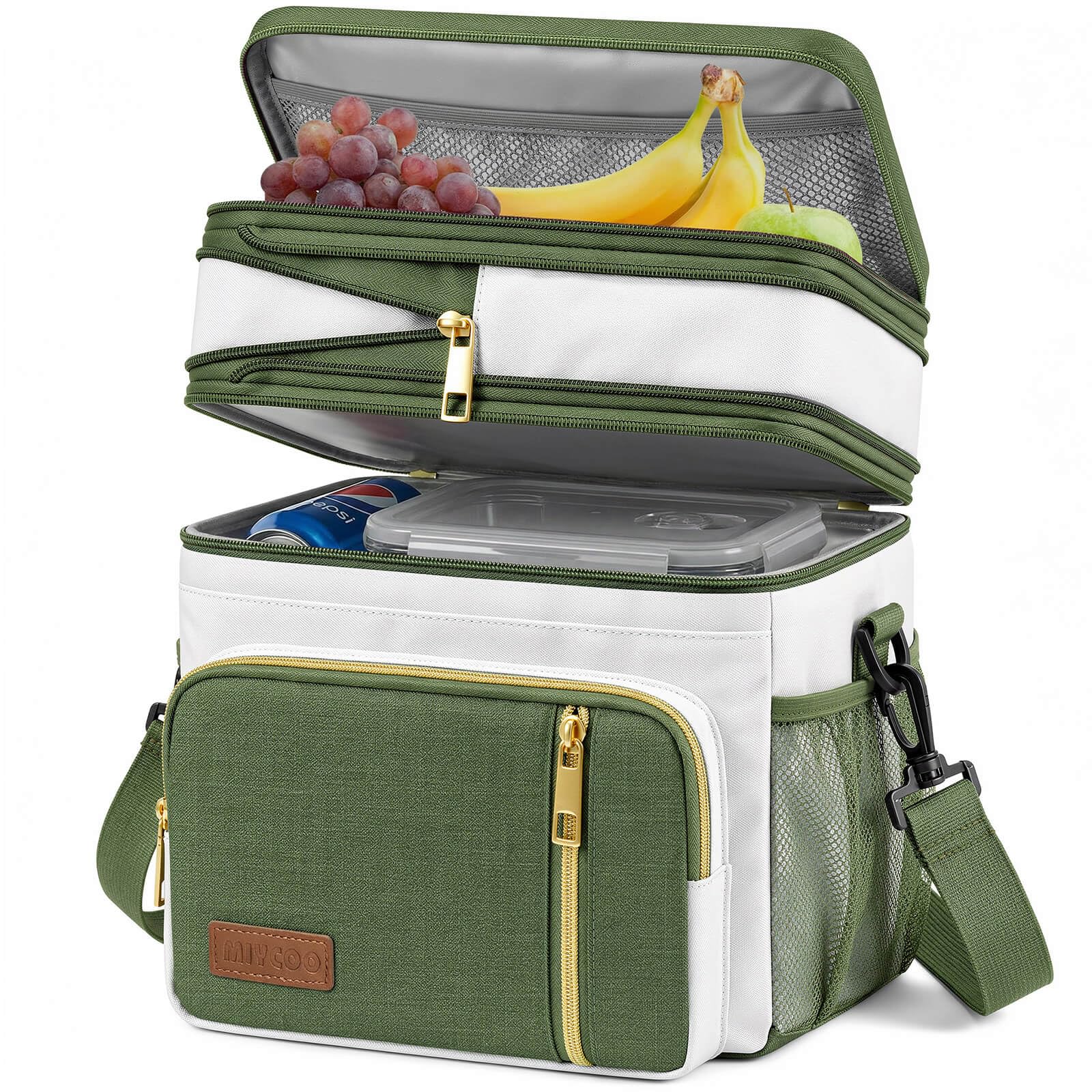 MIYCOO Lunch Bag for Women &amp; Men, Expandable Double Deck Lunch Box, 15L