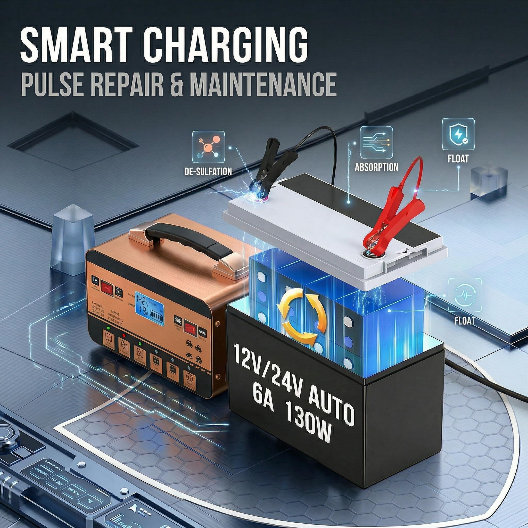 Caricabatteria da 12 V 24 V Puls Intelligente – Caricatore di riparazione automatico con modalità estiva e protezione a 6 livelli, per auto, camion, moto, scooter e barche