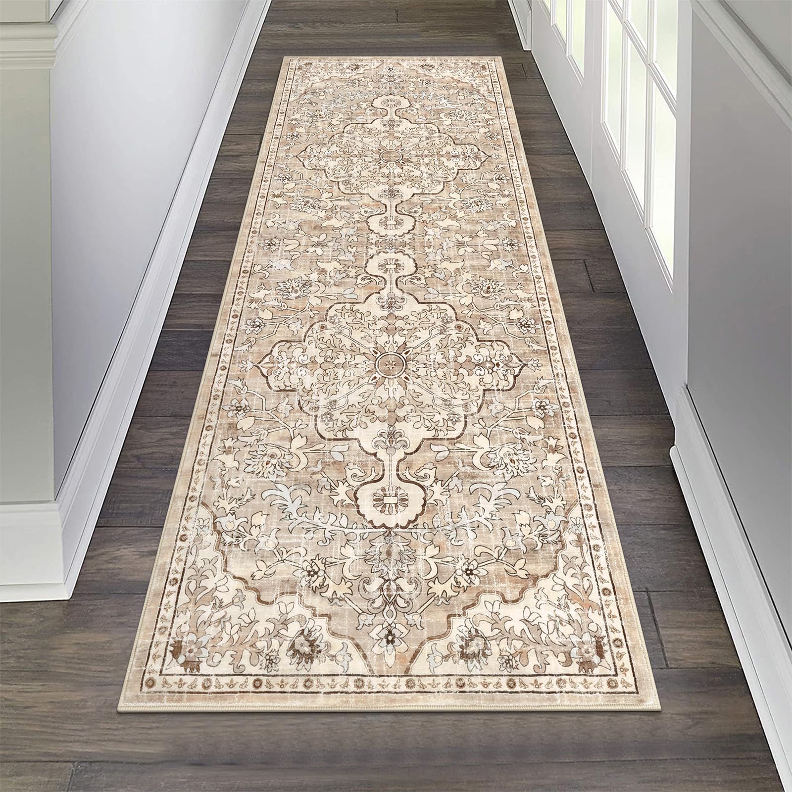 Pauwer Boho Hallway Runner Rug 2x6 Washable Entryway Area Rugs Non Slip Farmhouse Vintage Floor Mat Carpet Runner for Hallways Laundry Room Kitchen Bathroom Bedroom