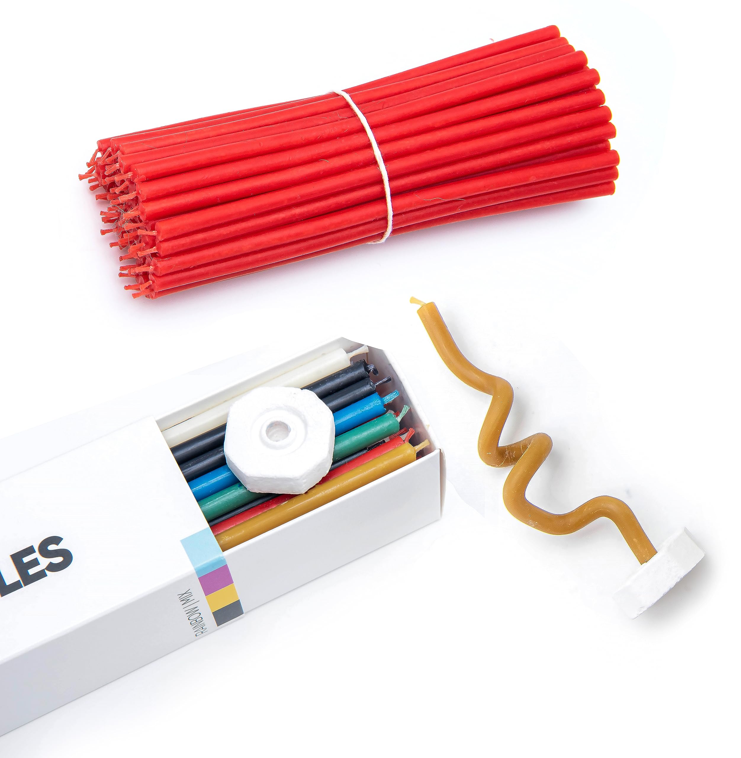 100% Natural Beeswas Candlesticks + 2 Candle Holders, Tall and Thin Taper Candles, 90 pcs