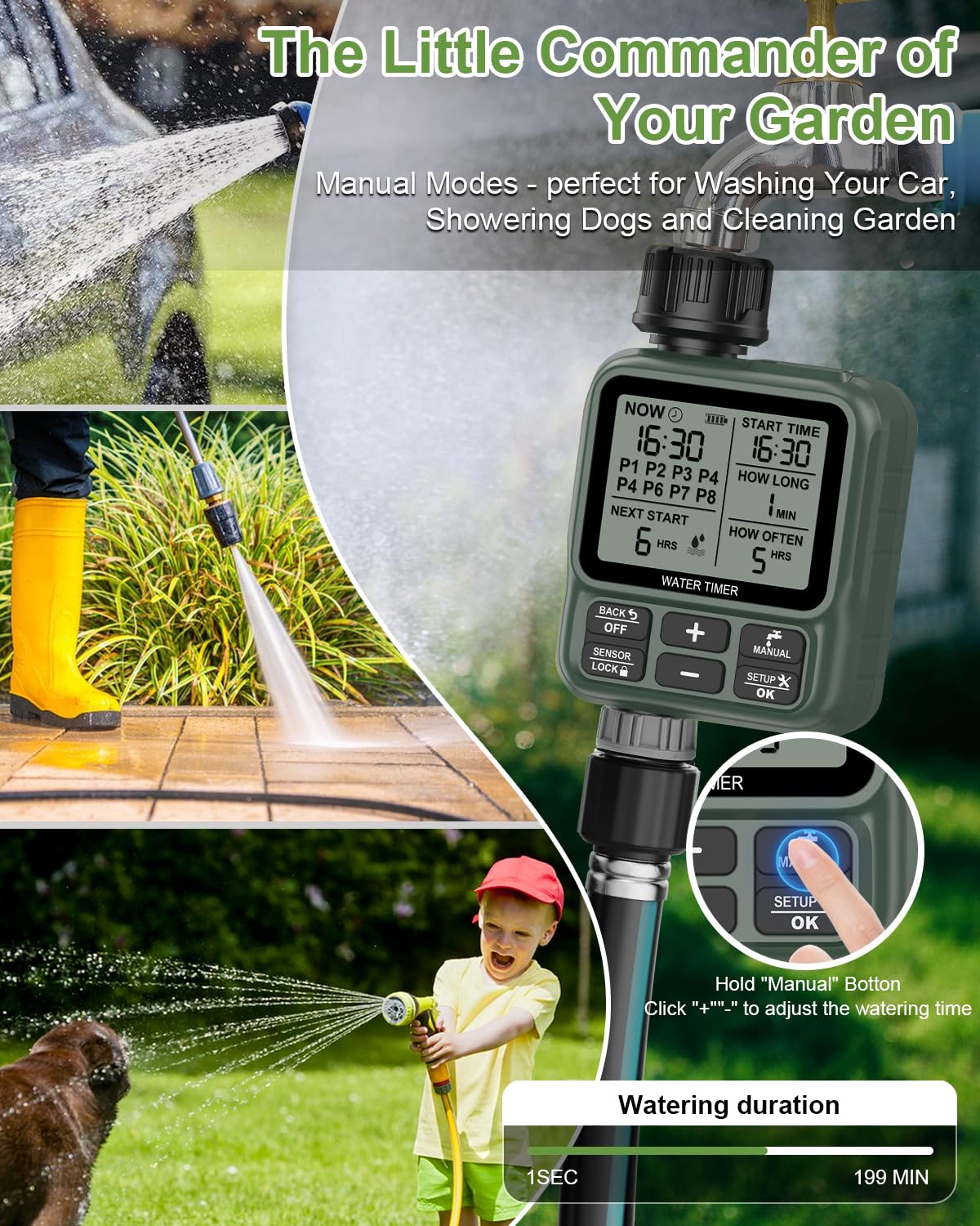 Ordinateur d'arrosage WLAN avec entrée d'eau en Laiton, contrôle APP Via WLAN 2,4 GHz et Bluetooth, retardateur de précipitations, Ordinateur d'arrosage Manuel/Automatique