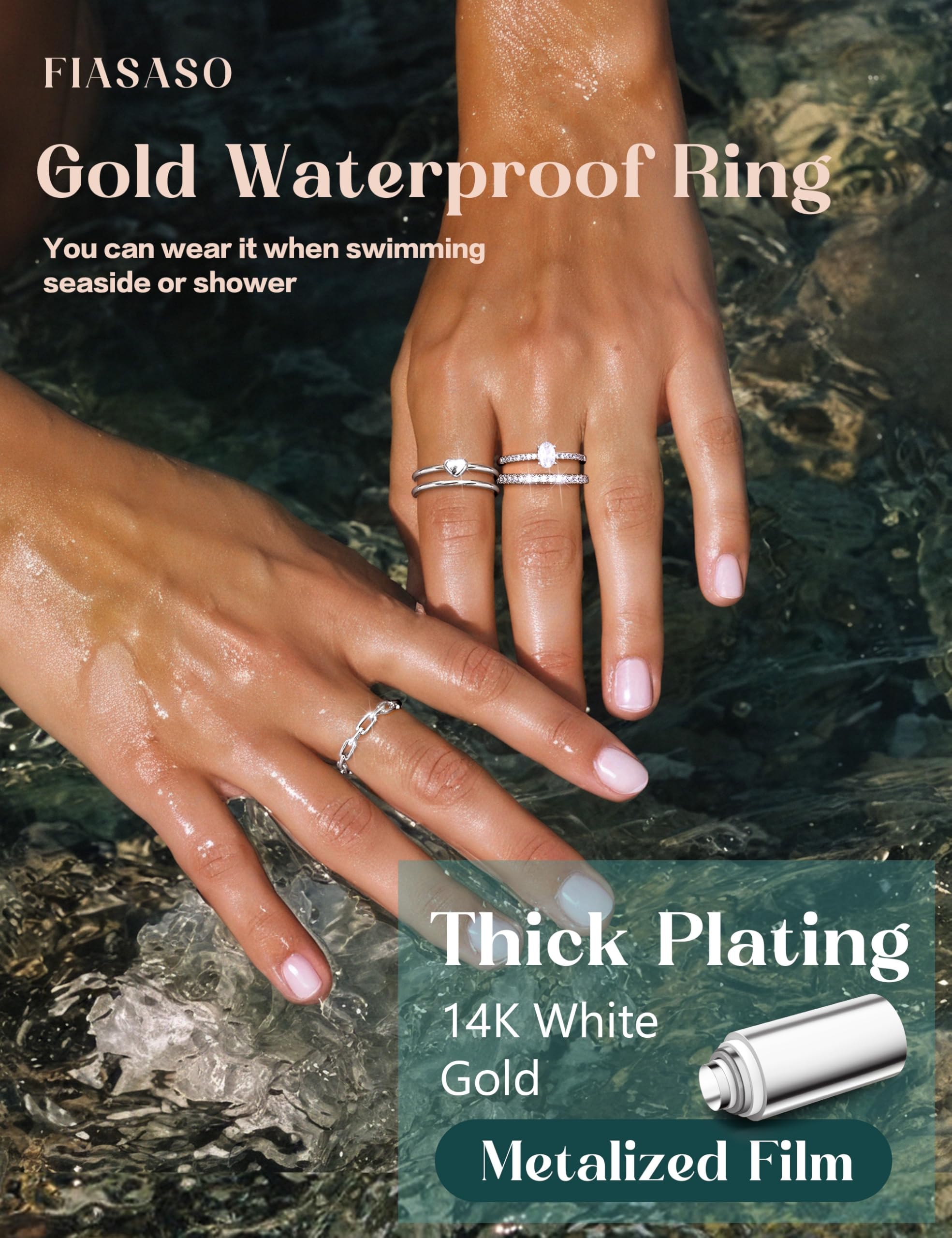 5 anillos apilables de plata para mujer, no se deslustra, delicados anillos apilables de circonita cúbica, impermeables, anillos de plata minimalistas para mujeres, a la moda, sin deslustre 8