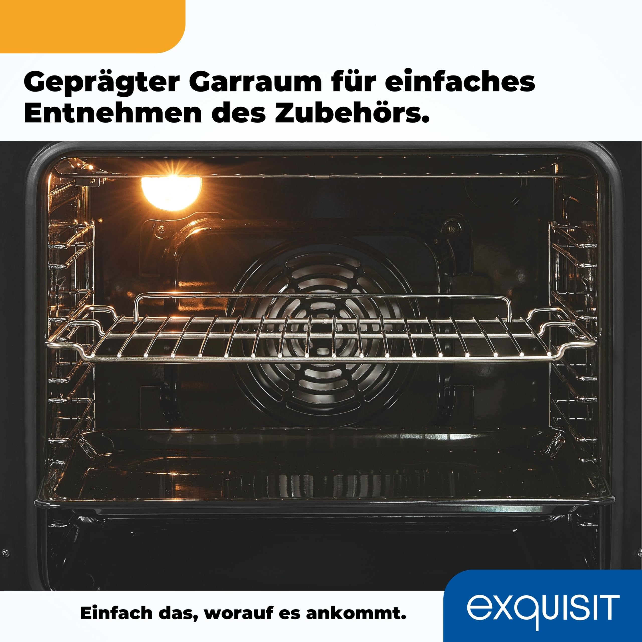 Exquisit EBE 657-2U Einbaubackofen | 59 L Backofenvolumen | Heißluft | Teleskopauszüge | Schwarz