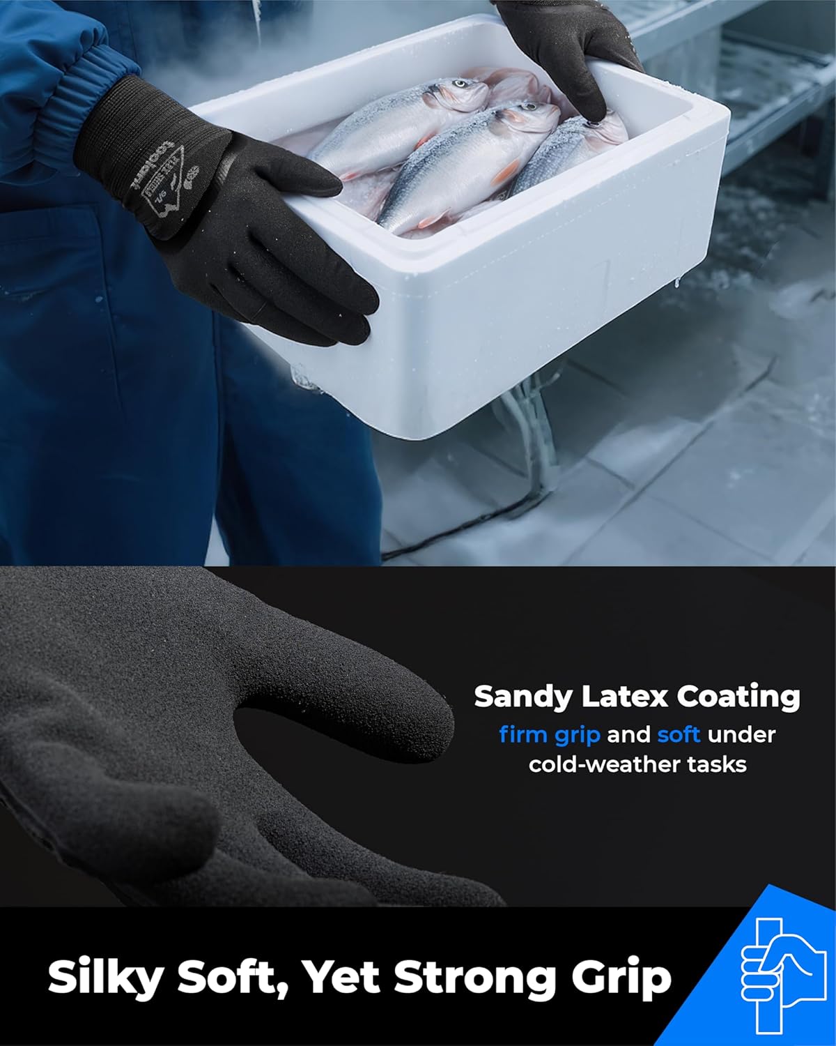 toolant Winter Work Gloves for Men & Women, 3/4 Waterproof Freezer Gloves with Thermal Insulated, Durable, Strong Grip - Image 3