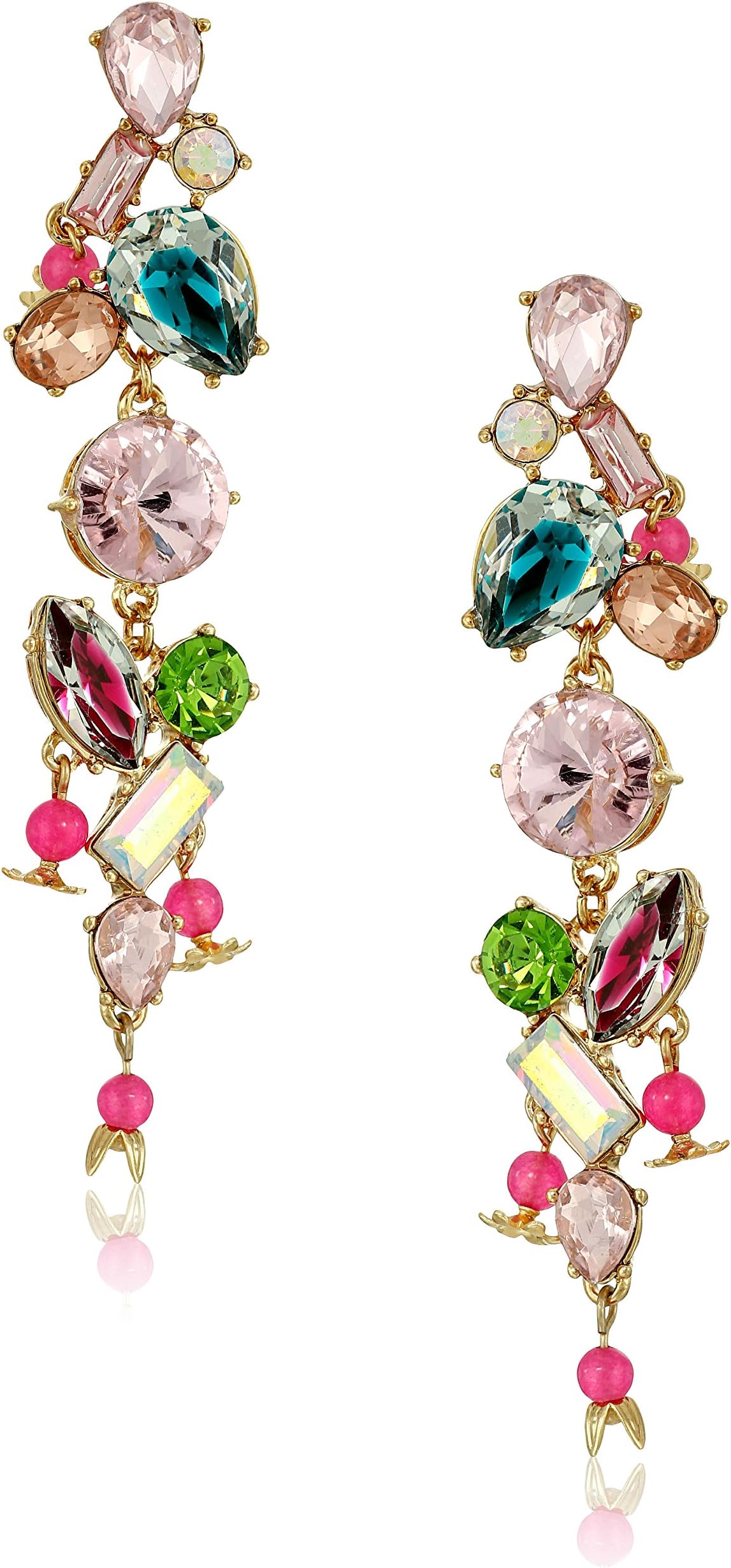 Betsey Johnson Mixed Stone Linear Drop Earrings