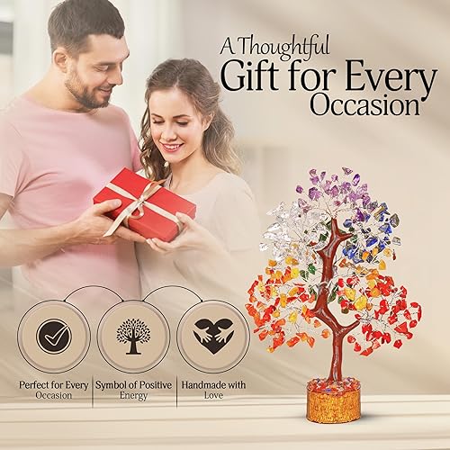 Miniatura 129 de YATSKIA - Árbol de cristal turquesa Feng Shui, alambre, bonsái Buhha, estatua reiki, Chakra curativo energía positiva, buena suerte dinero regalos