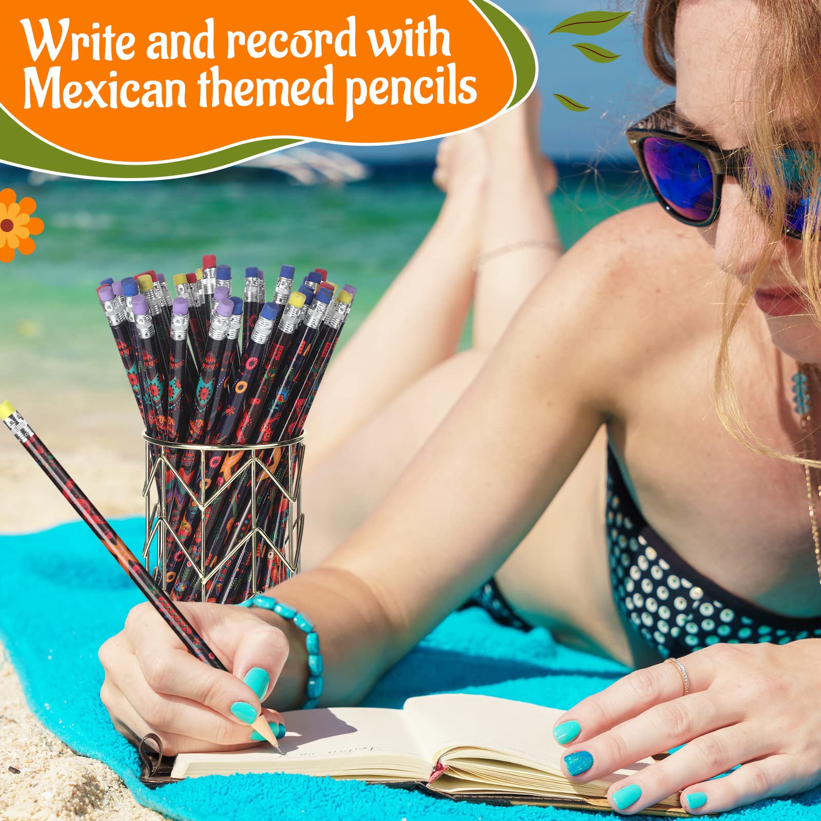 72-Pack Summer Beach Themed Pencils With Erasers - Fun Hawaiian & Ocean Designs For Parties