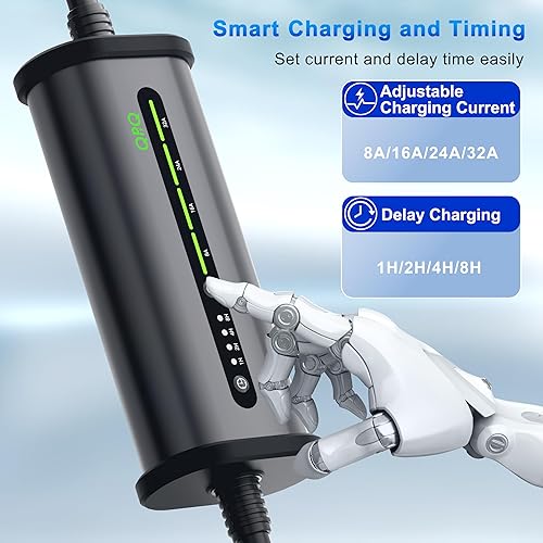 Miniatura 10 de Cargador EV de nivel 1-2, cargador de coche eléctrico portátil de 16 amperios 110-240V, estaciones de carga de vehículos eléctricos con enchufe NEMA