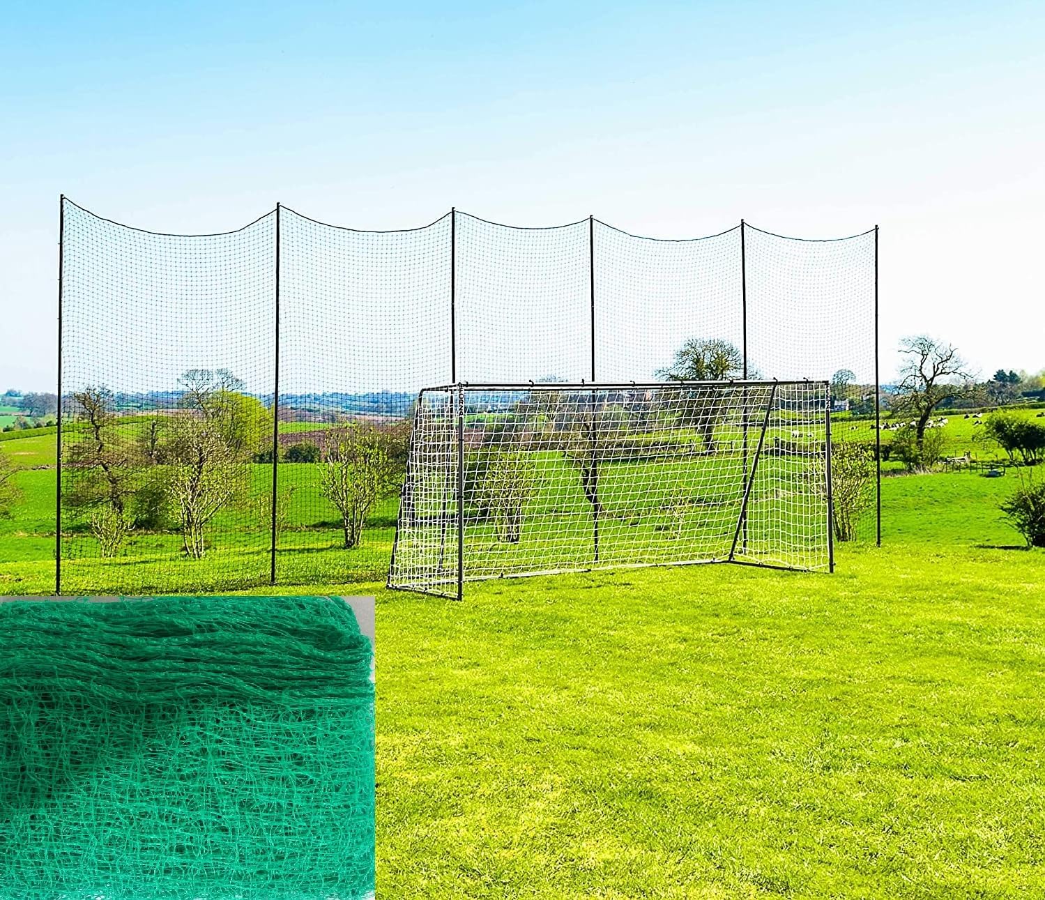 Practice Net for Cricket Batting Practice/Training for Outdoor Backyard Ground Sports (Green) 50 * 10 Feet Roof not included