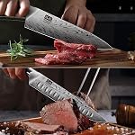 SHAN ZU Kit Knife Set avec bloc de couteau magnétique double face, 7PCS Ensemble de blocs de couteaux en acier en poudre Ultra Set de couteau japonais Sharp avec Aiguillage en acier Couteau Chef avec poignée Pakkawood