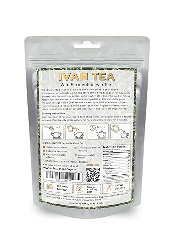 Miniatura 2 de Té de hierbas sueltas Ivan Chai salvaje fermentado siberiano, todo natural, sin cafeína (peso neto 2 onzas (2.01 oz))