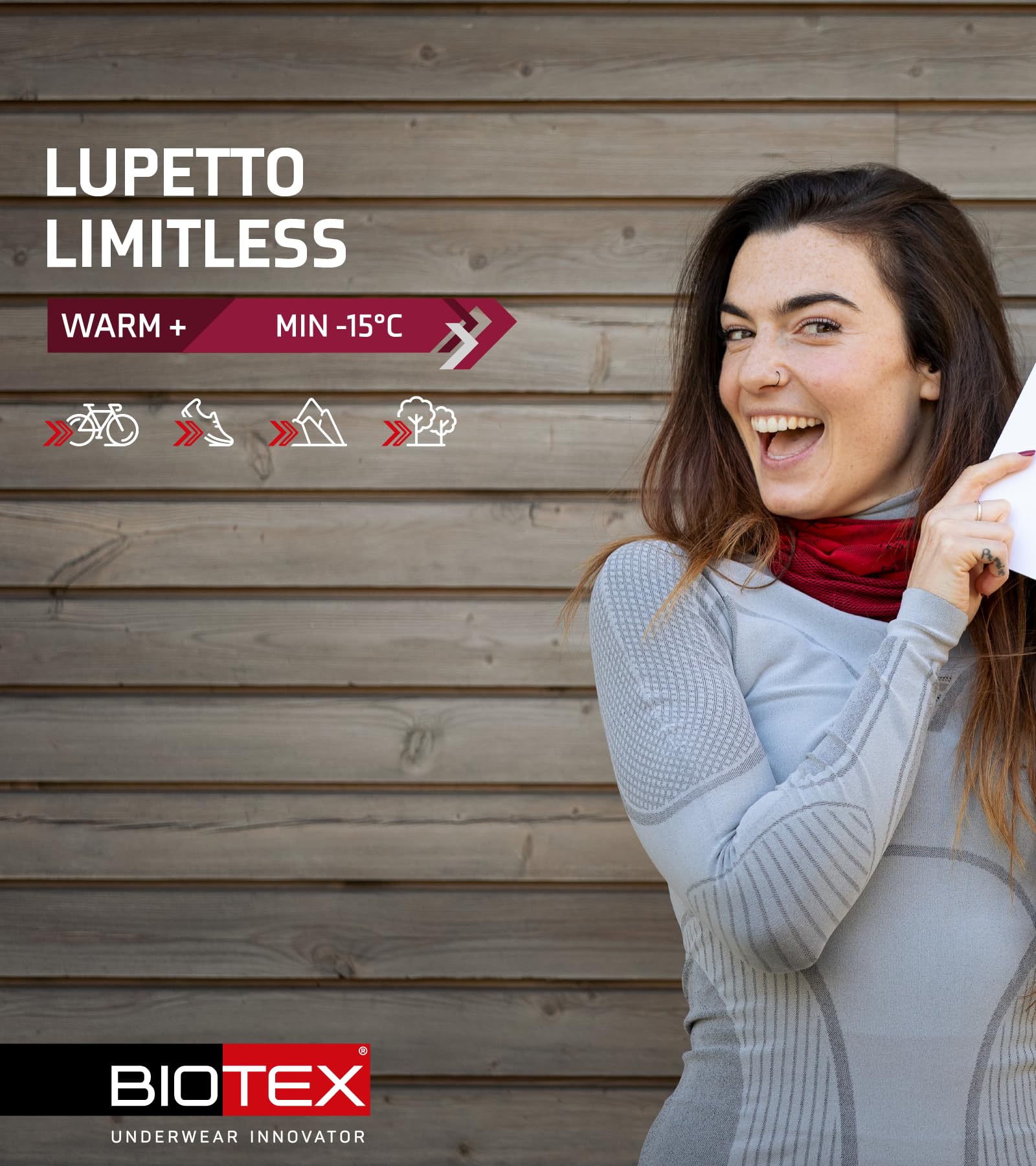 BIOTEX Lupetto Limitless da Donna con Collo Alto, Maglia Termica a Manica Lunga, Intimo Tecnico Sportivo