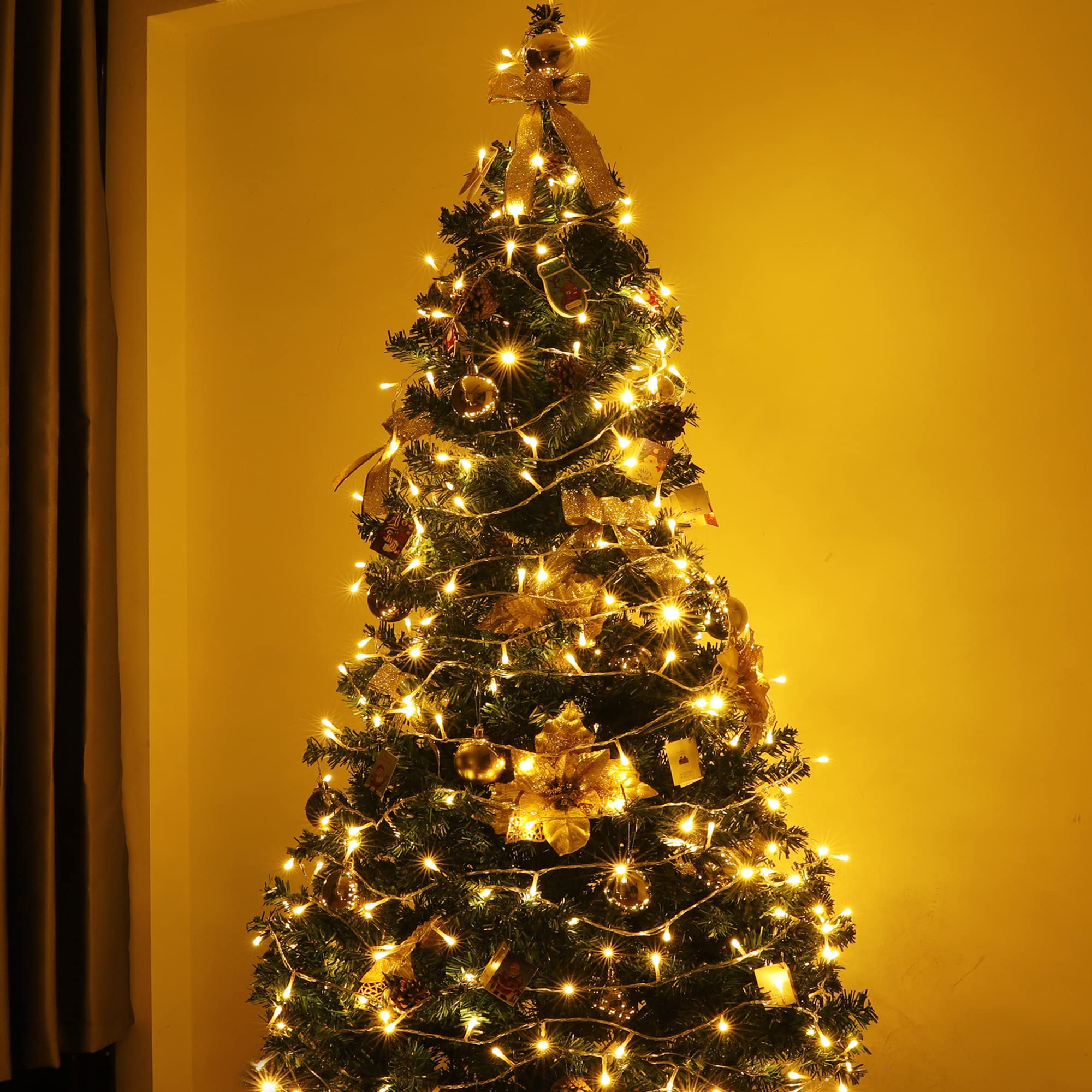 Yosion Led Christmas Lights String Fairy Lights On Clear Cable With 8 Modes Timer Dimmable Ideal For Home Christmas Halloween Wedding Party 500 Le Ds Day White