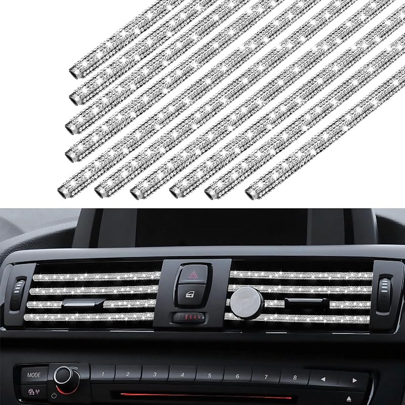 Molduras Decorativas para Saída de Ar do Carro com Strass Zelphvt – Kit com 10 Unidades