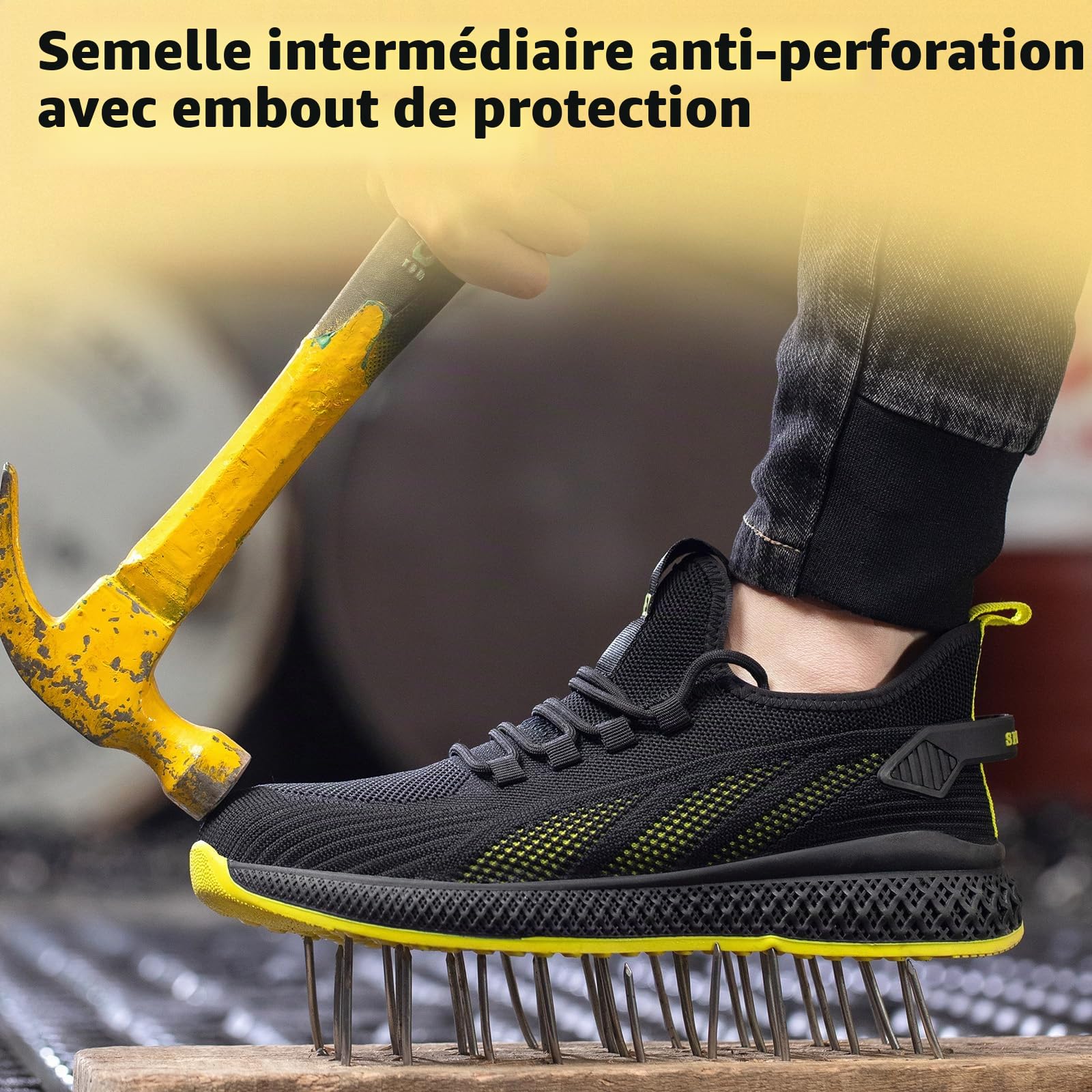 SPIEZ Unisexes Chaussures de Sécurité Légère, Souples Chaussures de Travail Anti-crevaison pour Hommes et Femmes, Respirantes Basket Securite pour Le Travail et Le Quotidien