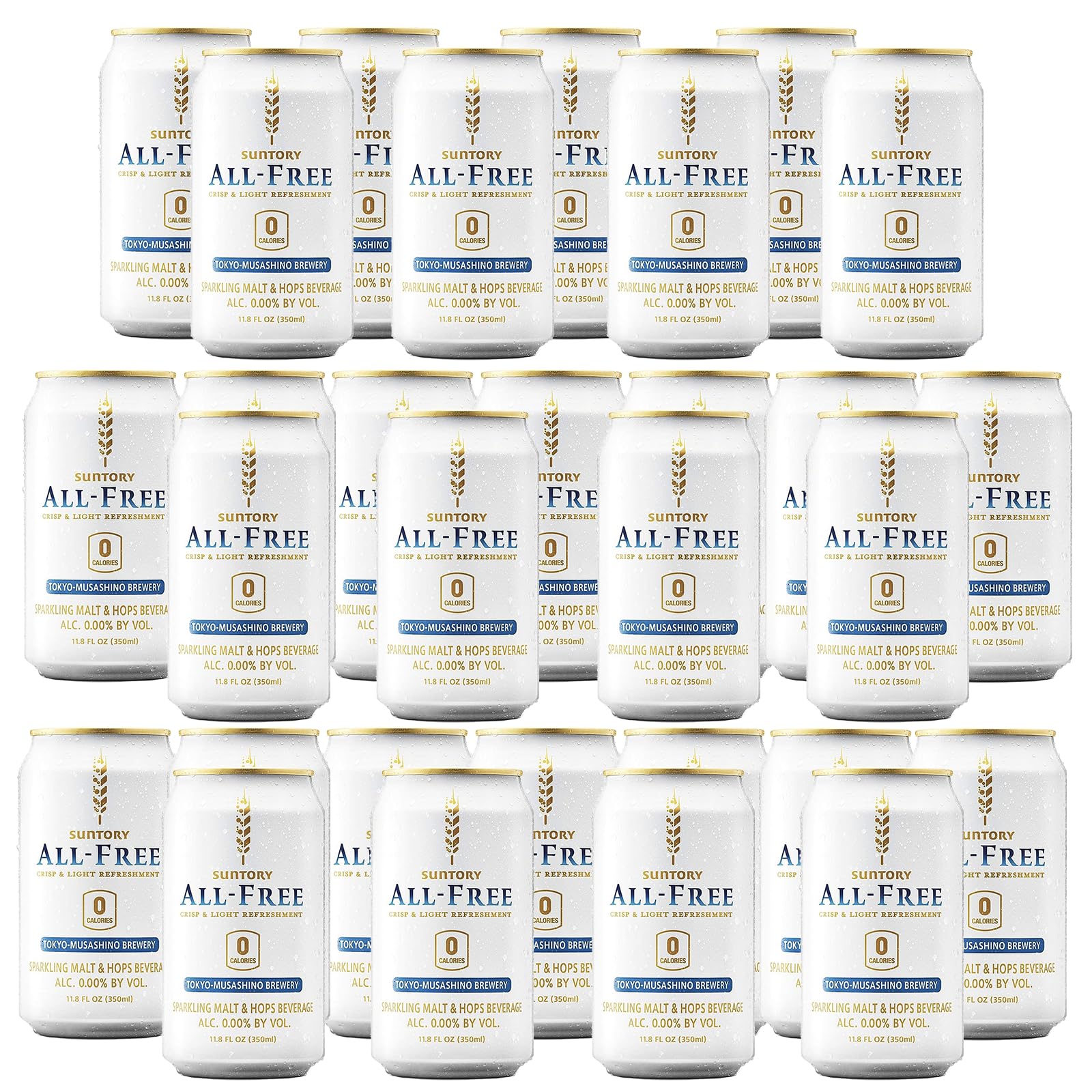 Suntory All-Free Non-Alcoholic Beer: 30-Pack of Refreshing Brew, 0.00% Alc., 0 Calories 11.8 Fl Oz Each | 30 PACK