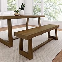 Plank+Beam 60-Inch Solid Wood Farmhouse Dining Bench, Pecan Wirebrush Finish - Easy Assembly Entryway & Kitchen Seat