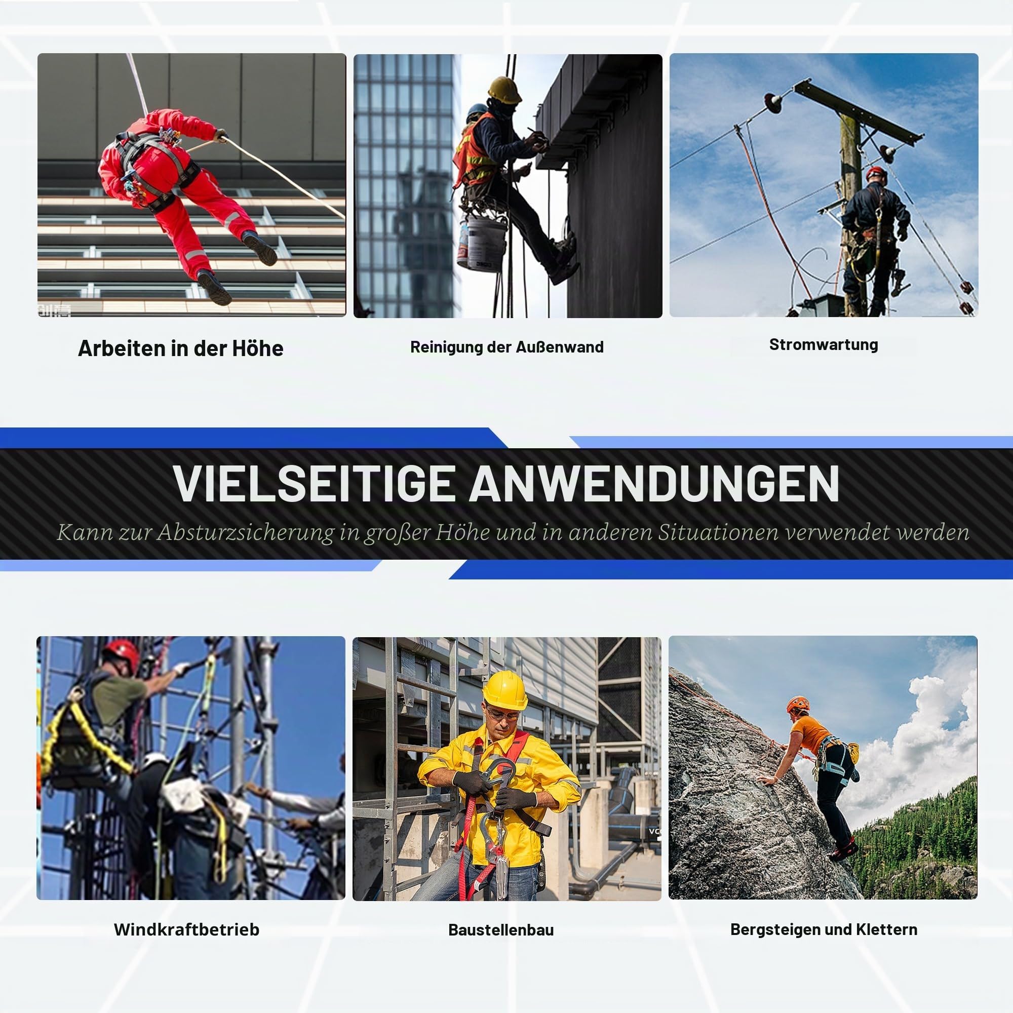 DIJJIG Anti-Fall Sicherheitsgurt-Set mit 1,8 m langem Schlüsselband, verstellbar, dicker Taillenschutz, verwendet für Hochgebirgsoperationen, Bauarbeiten, Baumpflege, CE-Zertifizierung