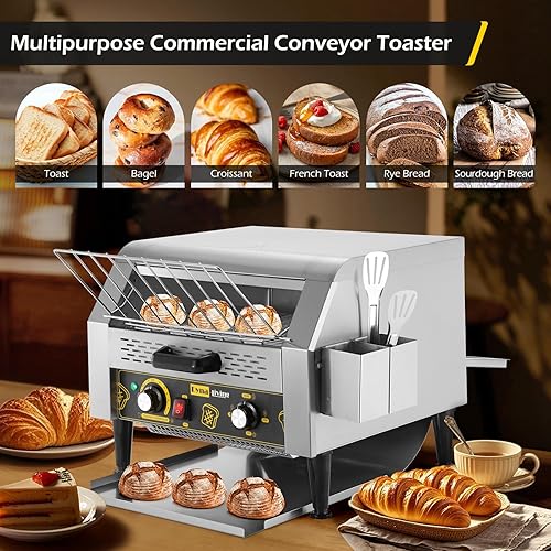 Miniatura 7 de Dyna-Living Tostadora de restaurante comercial 450 rebanadasH Horno tostador transportador 110 V 2600 W tostadoras giratorias de acero inoxidable de
