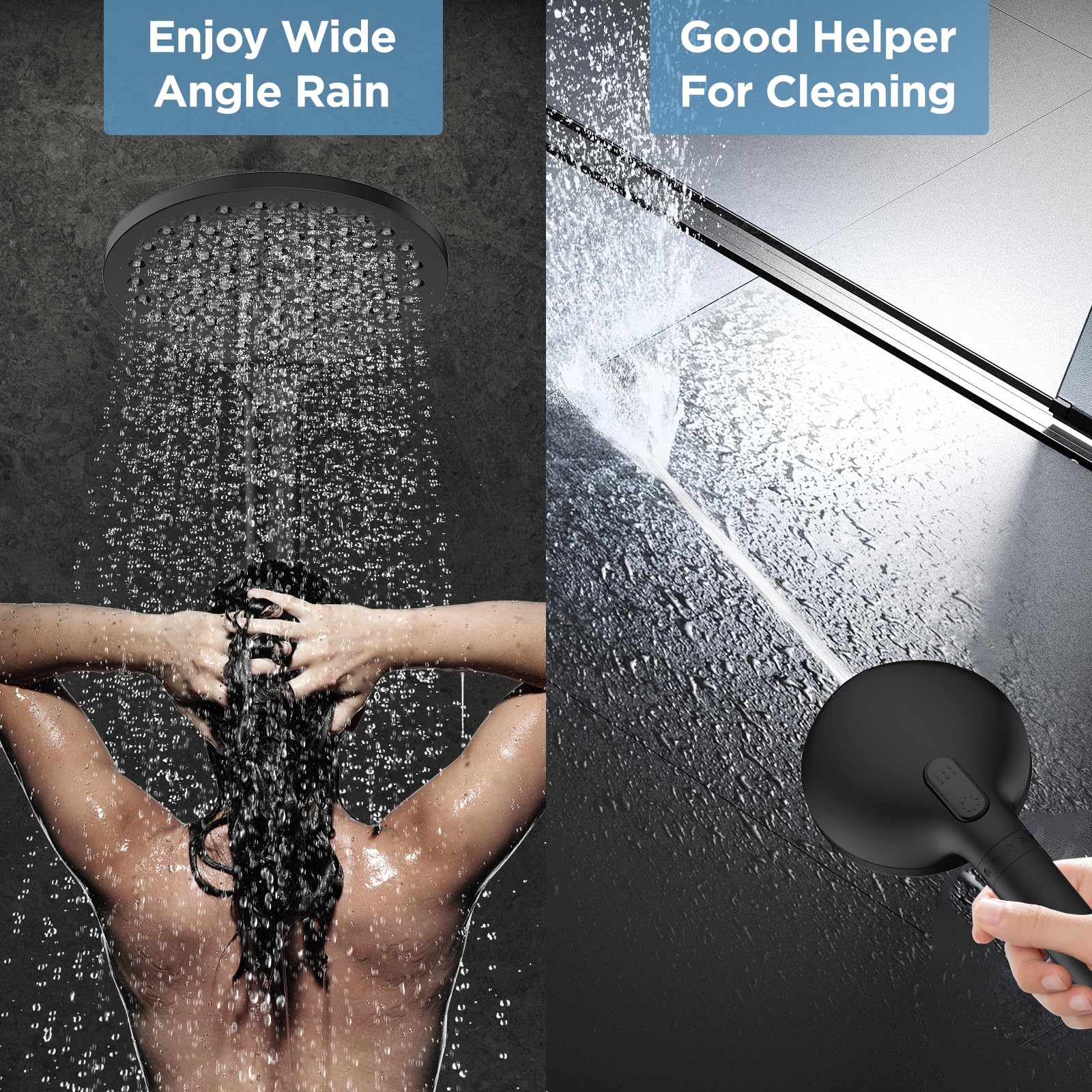 Soffione doccia a doppio filtro, soffione doccia a pioggia ad alta pressione con spray portatile integrato Power Wash, doppio soffione doccia portatile per acqua dura, rimuove il cloro per una pelle