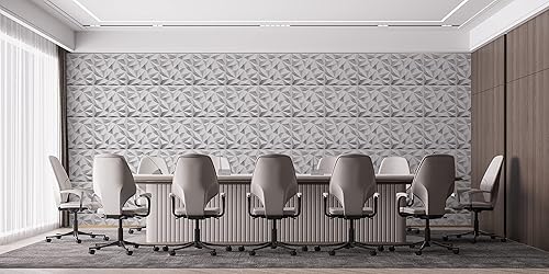 Miniatura 3 de Dundee Deco Paneles de pared 3D  Paneles de pared de PVC blanco pintables con diamantes geométricos para decoración de pared interior, 19.7 x 19.7