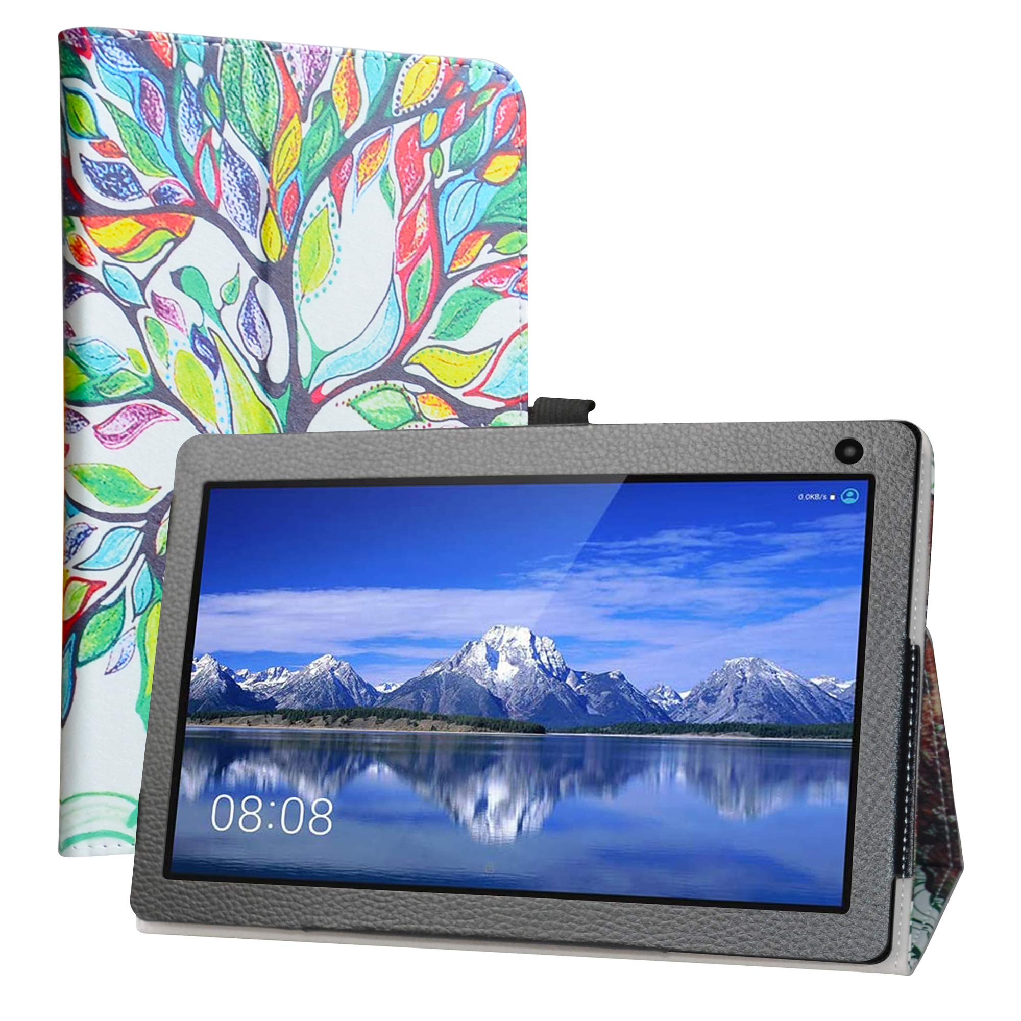 Labanema Compatible with Fusion5 104Bv2 PRO Case, PU Leather Slim Folding Stand Cover for 10.1" Fusion5 104Bv2 PRO Android 9.0 Pie Tablet (Not Fit Other models) - Love Tree