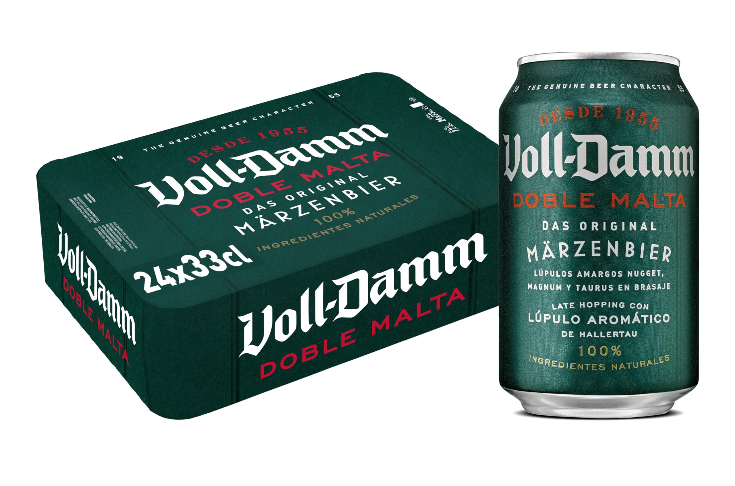 Voll-Damm | Cerveza Doble Malta | Toque Cítrico y Afrutado | Espuma Consistente | Paquete 24 x 330 ml | Total 7920 ml.