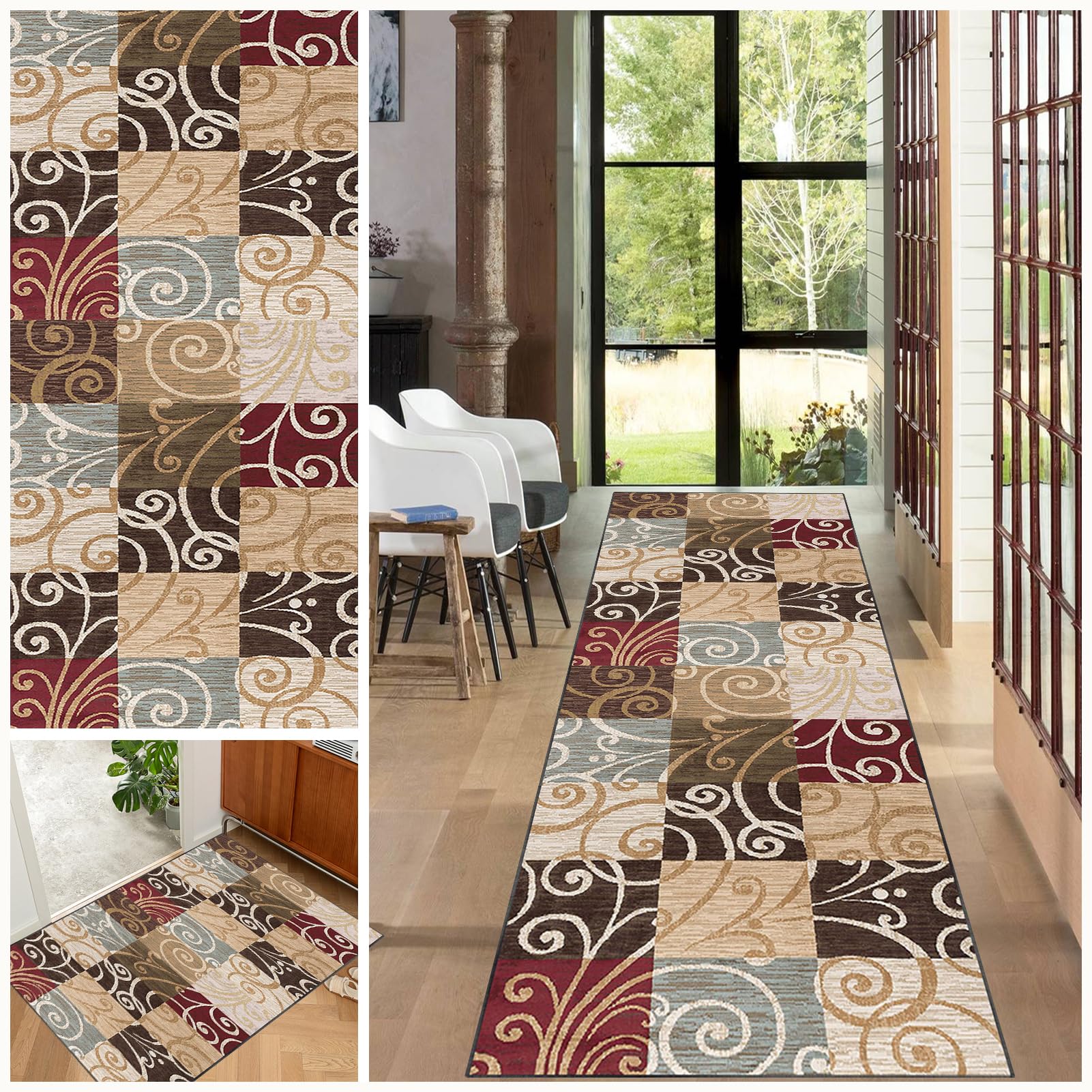 Eykwkb A0132 Runner Rugs For Hallway, Kitchen Runner Mat Non-Slip Washable Entryway Rugs, Floor Carpet Runners For Hallways, Narrow Hall Runner Area Rug Runner For Kitchen Entryway Laundry Room 80 X 350 Cm