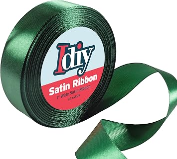 Forest Green Satin Ribbon 1" x 25 Yards - Single-Faced No-Wire Ribbon for Mothers Day Decorations, Spring Garland, Gift Wrapping, Bows, Wedding Party Decor, Crafting Accessories, Baby Showers, Wreaths